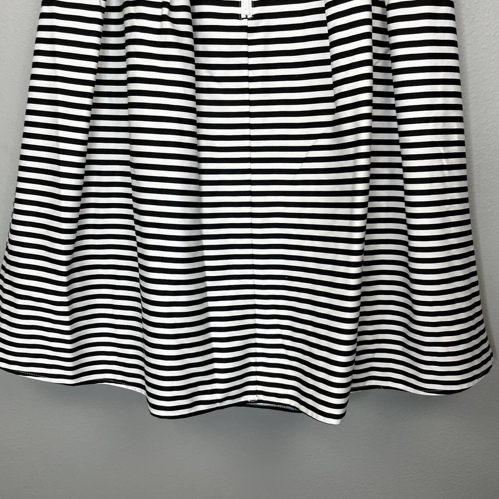 Lulus Womens Flare Skirt Black White Stripe Cotton Blend Stretch Pleated Large - Picture 7 of 10